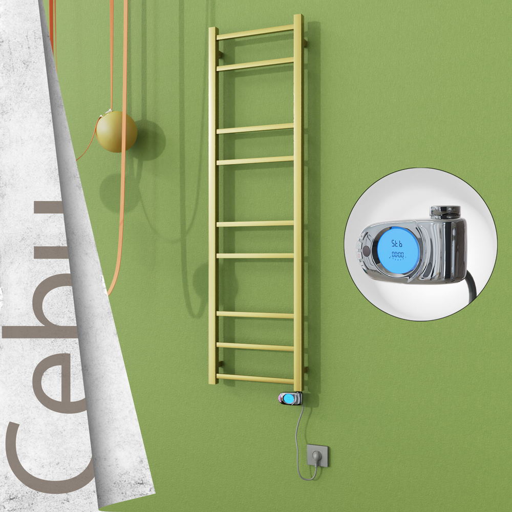 Cebu Elektrikli Paslanmaz Çelik Havlupan 400x1395 Satine Altın (Musa Termostat) 200W - 1