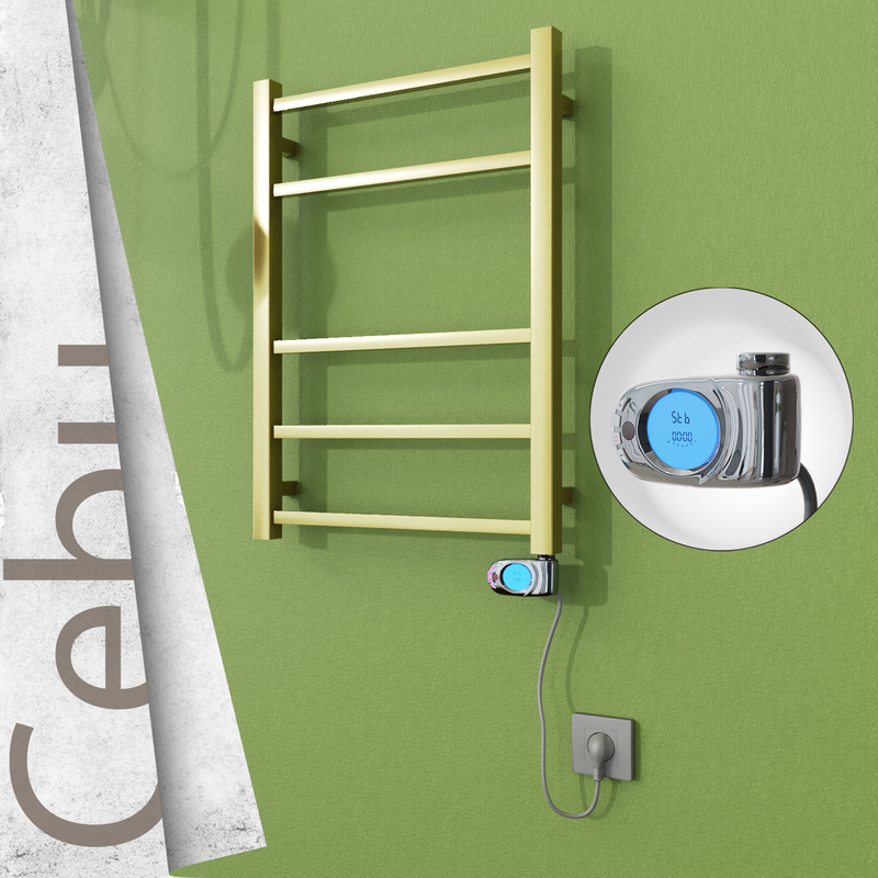 Cebu Elektrikli Paslanmaz Çelik Havlupan 500x705 Satine Altın (Musa Termostat) 200W 