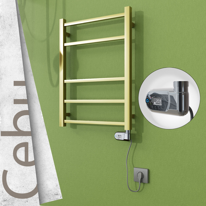 Cebu Elektrikli Paslanmaz Çelik Havlupan 500x705 Satine Altın (Thesis Termostat) 200W 