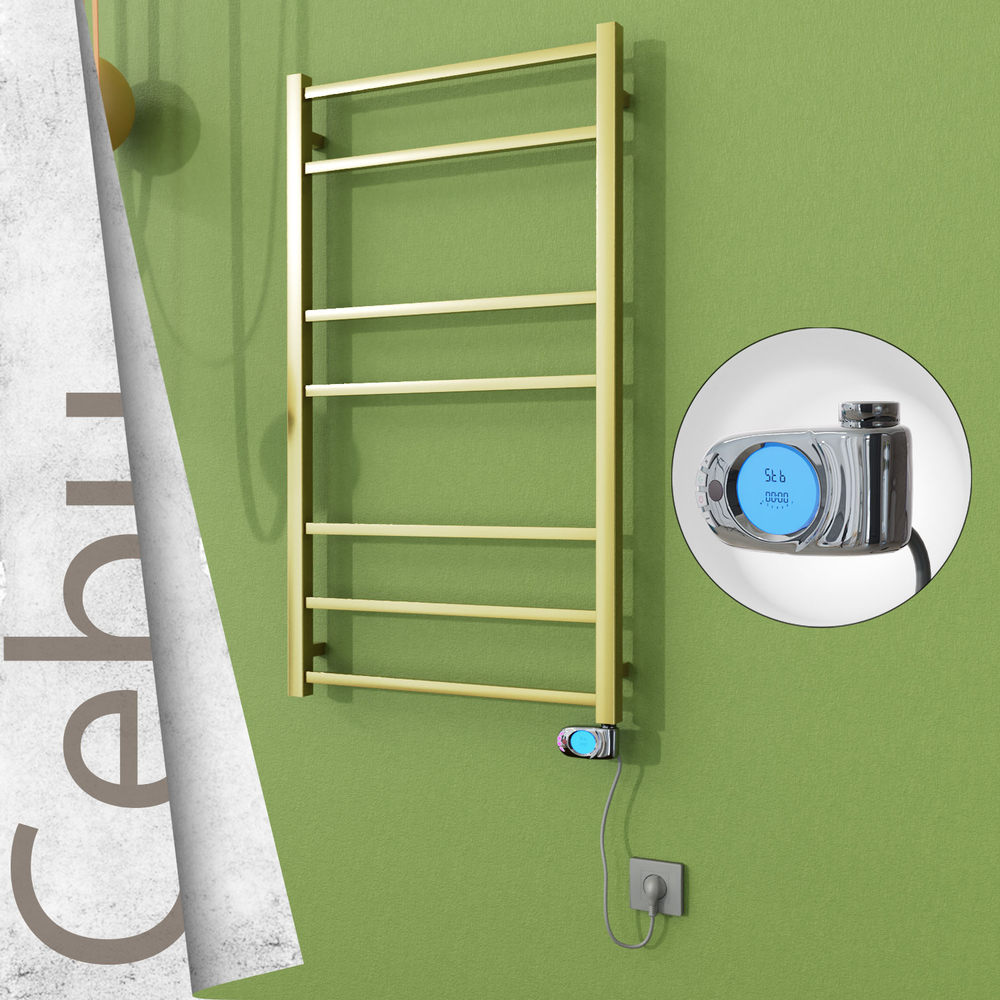 Cebu Elektrikli Paslanmaz Çelik Havlupan 600x1050 Satine Altın (Musa Termostat) 200W - 1