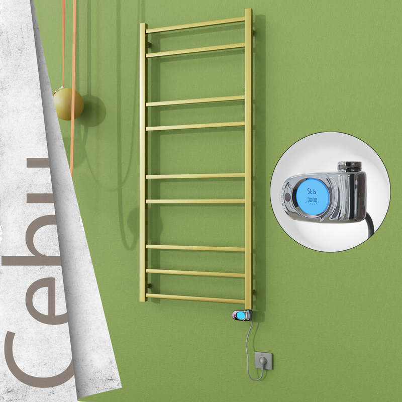 Cebu Elektrikli Paslanmaz Çelik Havlupan 600x1395 Satine Altın (Musa Termostat) 300W 