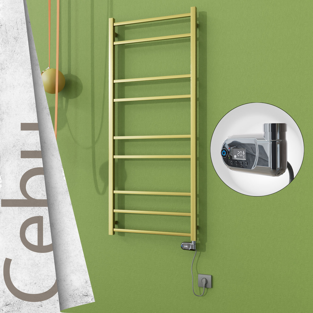 Cebu Elektrikli Paslanmaz Çelik Havlupan 600x1395 Satine Altın (Thesis Termostat) 300W - 1