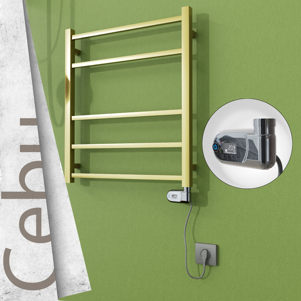 Cebu Elektrikli Paslanmaz Çelik Havlupan 600x705 Satine Altın (Thesis Termostat) 200W - 1
