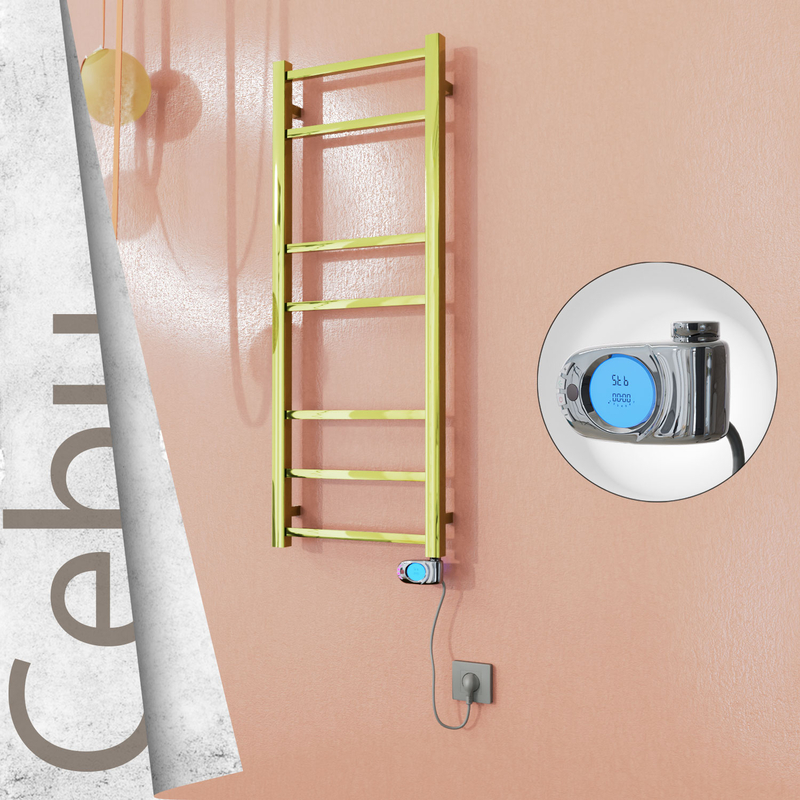 Cebu Sèche-serviettes Électrique en Inox 400x1050 Doré (Musa Thermostat) 200W 