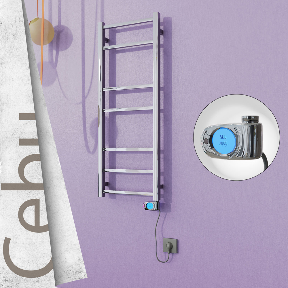 Cebu Sèche-serviettes Électrique en Inox 400x1050 Poli Miroir (Musa Thermostat) 200W - 1