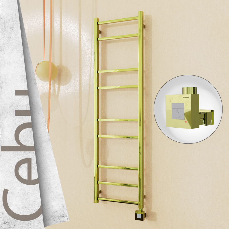 Cebu Sèche-serviettes Électrique en Inox 400x1395 Doré (KTX1 Thermostat) 200W 