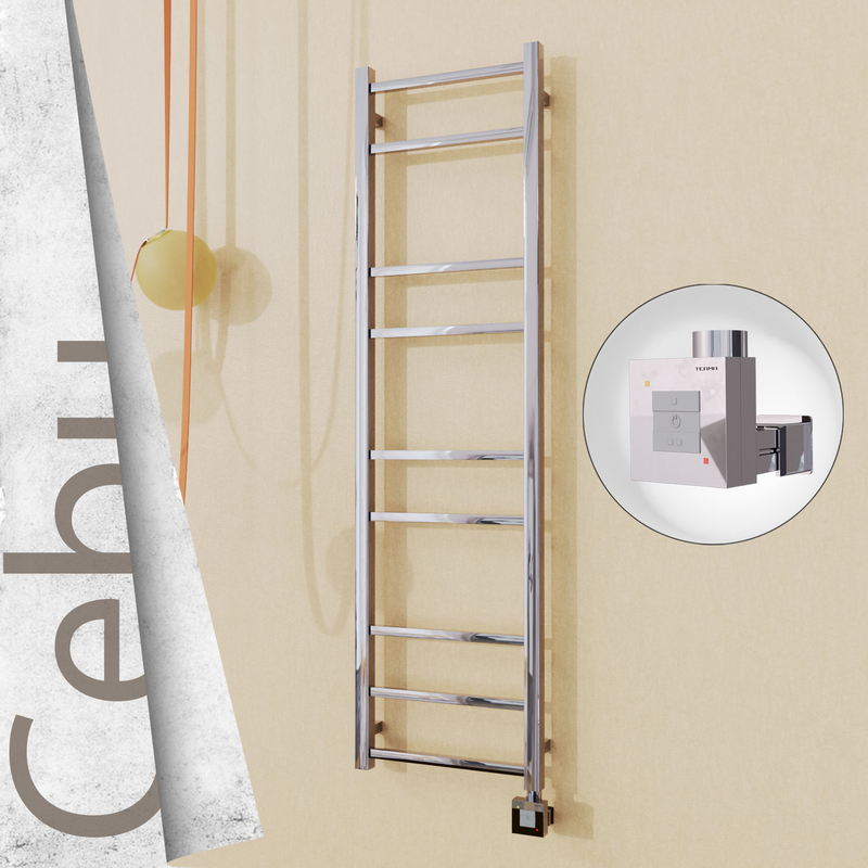 Cebu Sèche-serviettes Électrique en Inox 400x1395 Poli Miroir (KTX1 Thermostat) 200W 