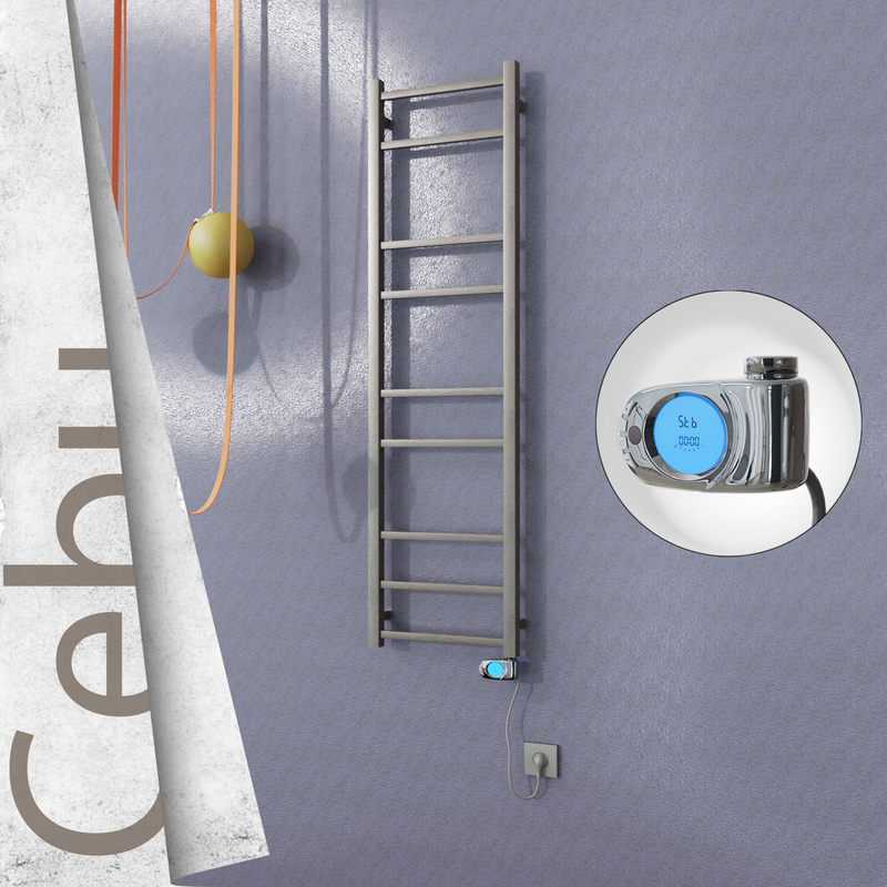 Cebu Sèche-serviettes Électrique en Inox 400x1395 Poli Satiné (Musa Thermostat) 200W 