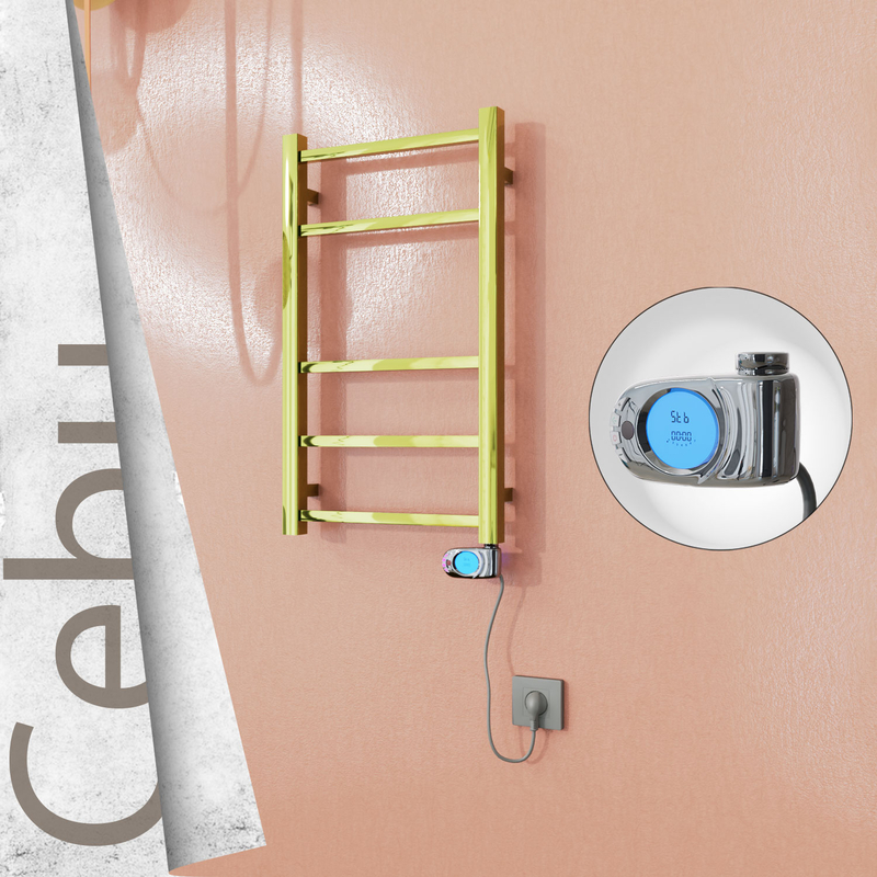 Cebu Sèche-serviettes Électrique en Inox 400x705 Doré (Musa Thermostat) 200W 
