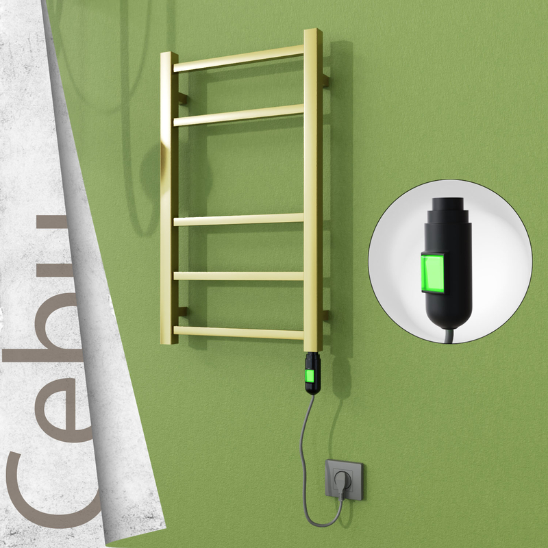 Cebu Sèche-serviettes Électrique en Inox 400x705 Doré Satiné (Interrupteur Marche/Arrêt) 200W 