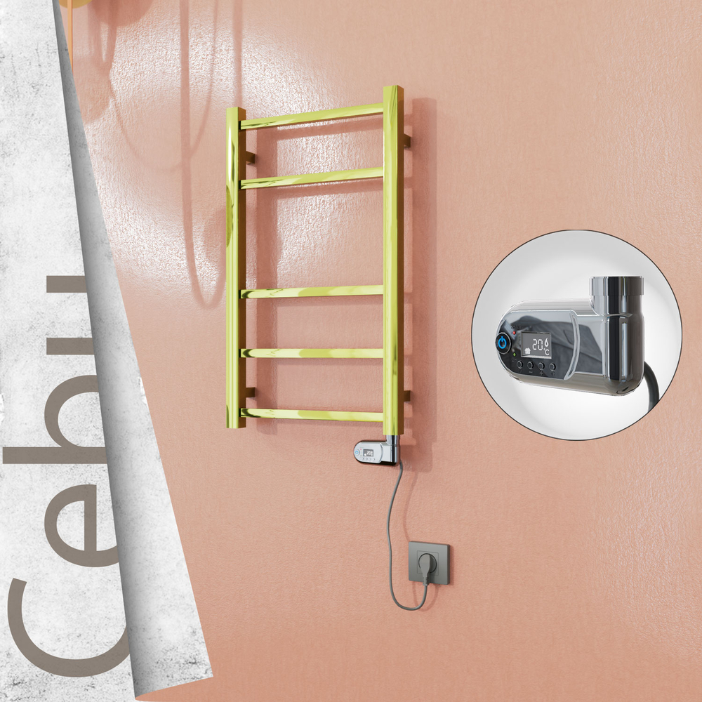Cebu Sèche-serviettes Électrique en Inox 400x705 Doré (Thesis Thermostat) 200W - 1