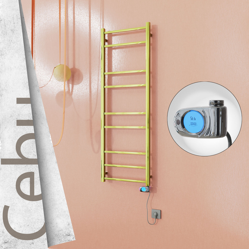 Cebu Sèche-serviettes Électrique en Inox 500x1395 Doré (Musa Thermostat) 300W 
