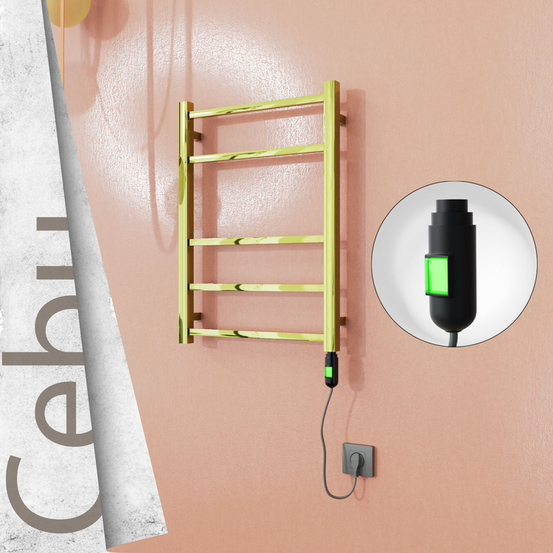 Cebu Sèche-serviettes Électrique en Inox 500x705 Doré (Interrupteur Marche/Arrêt) 200W 