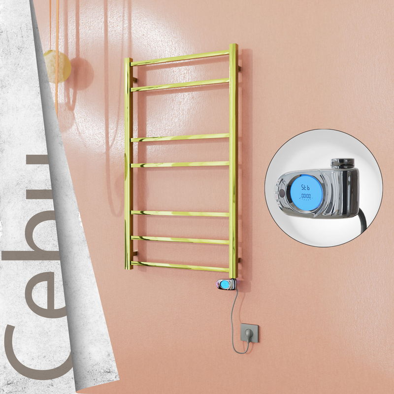 Cebu Sèche-serviettes Électrique en Inox 600x1050 Doré (Musa Thermostat) 200W 