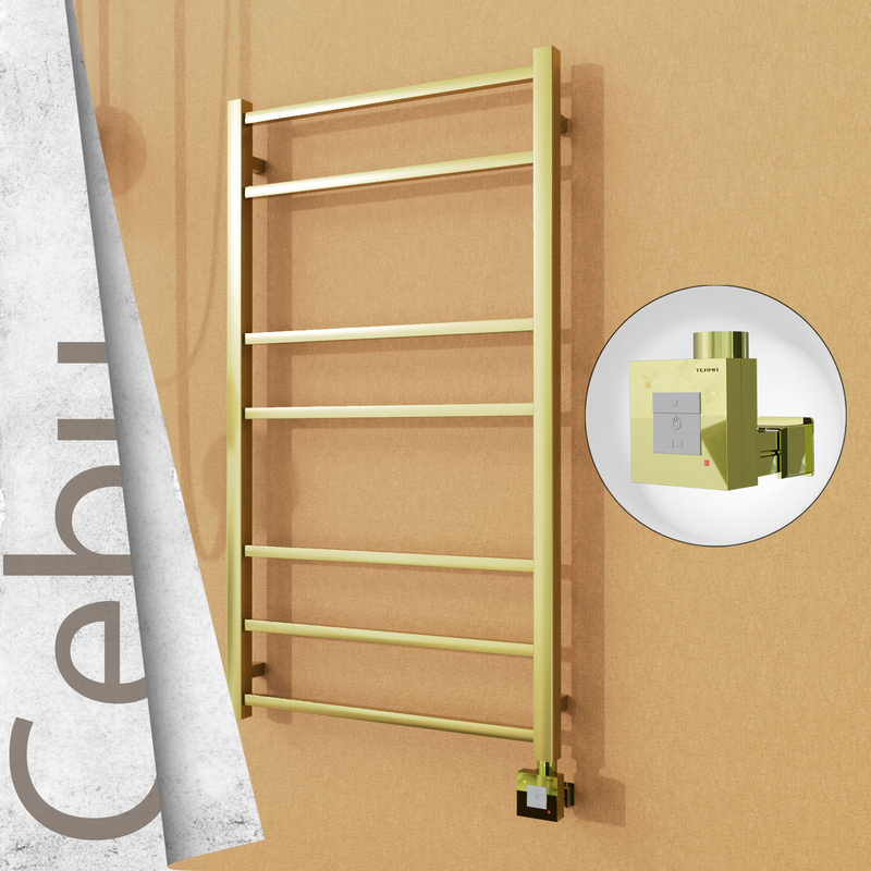 Cebu Sèche-serviettes Électrique en Inox 600x1050 Doré Satiné (KTX1 Thermostat) 200W