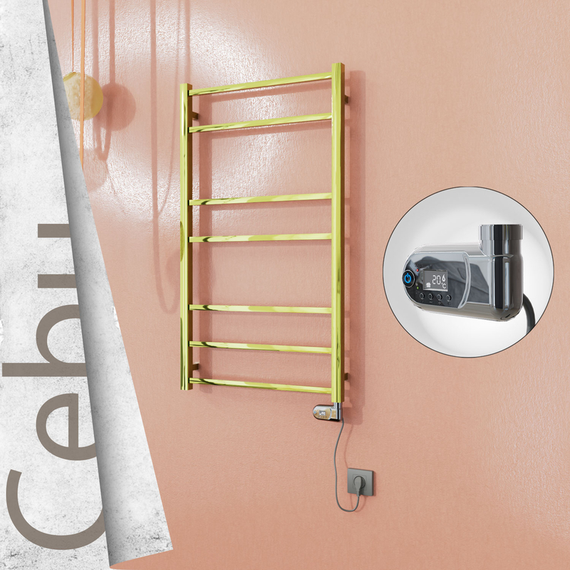Cebu Sèche-serviettes Électrique en Inox 600x1050 Doré (Thesis Thermostat) 200W 
