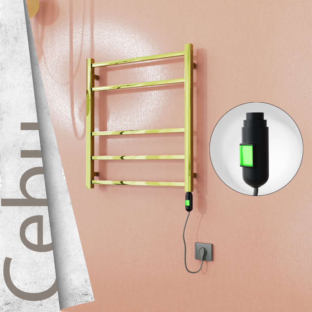 Cebu Sèche-serviettes Électrique en Inox 600x705 Doré (Interrupteur Marche/Arrêt) 200W - 1