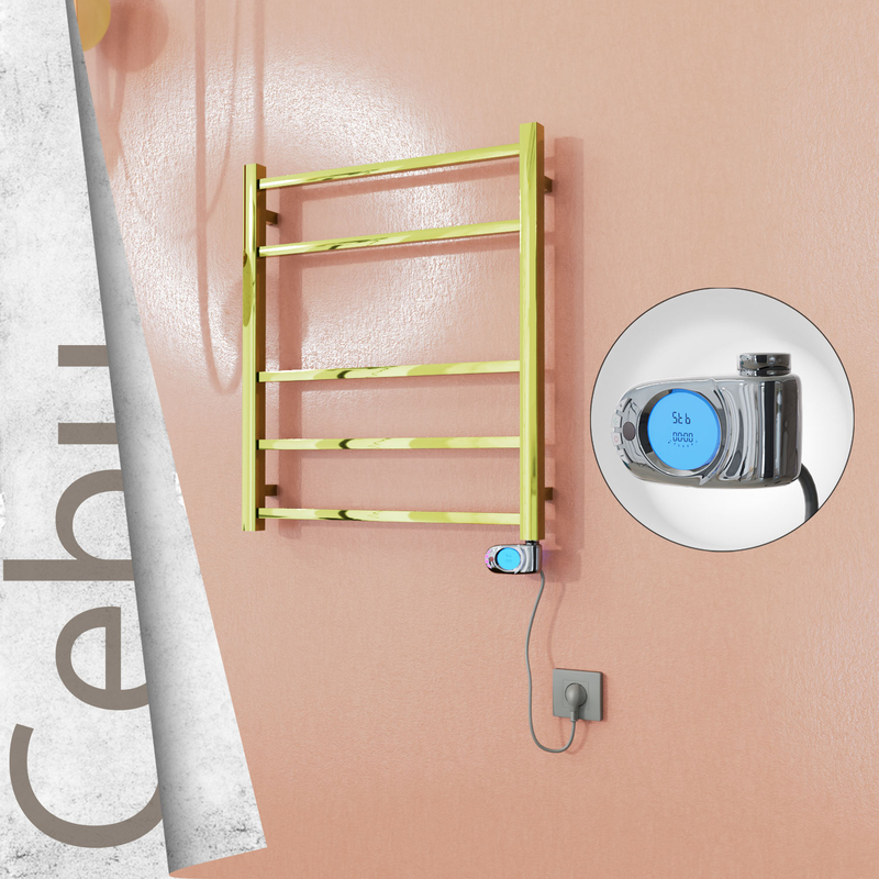 Cebu Sèche-serviettes Électrique en Inox 600x705 Doré (Musa Thermostat) 200W 