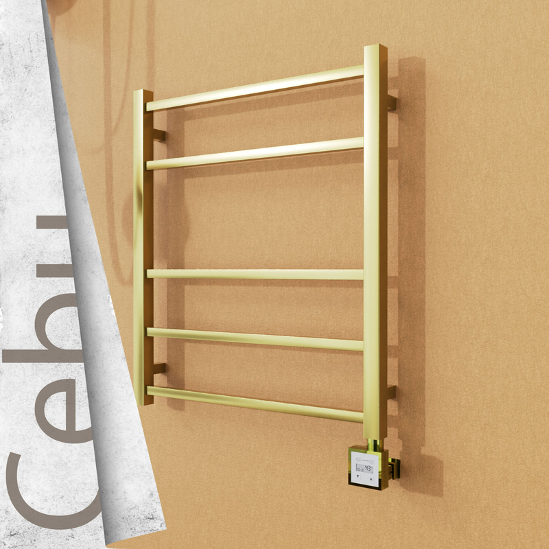 Cebu Sèche-serviettes Électrique en Inox 600x705 Doré Satiné (KTX3 Thermostat) 200W 