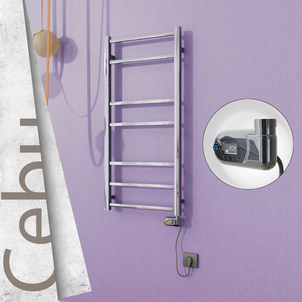 Cebu Stainless Steel Electric Towel Warmer 500x1050 Polished Finish (Thesis Thermostat) 200 W - 1