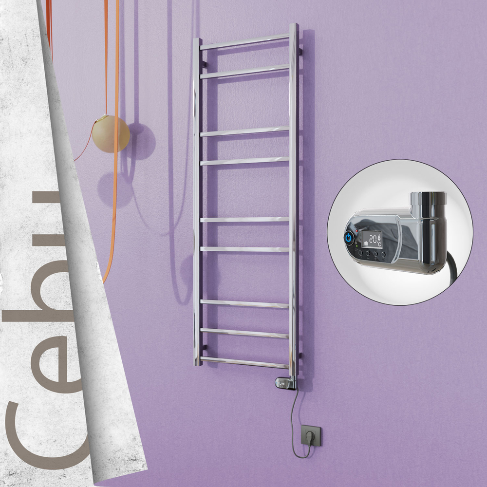 Cebu Stainless Steel Electric Towel Warmer 500x1395 Polished Finish (Thesis Thermostat) 200 W - 1