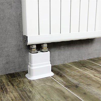 Double Radiator Tube Hiding Sleeve Wide Movable Locked Plastic Blanc - 4
