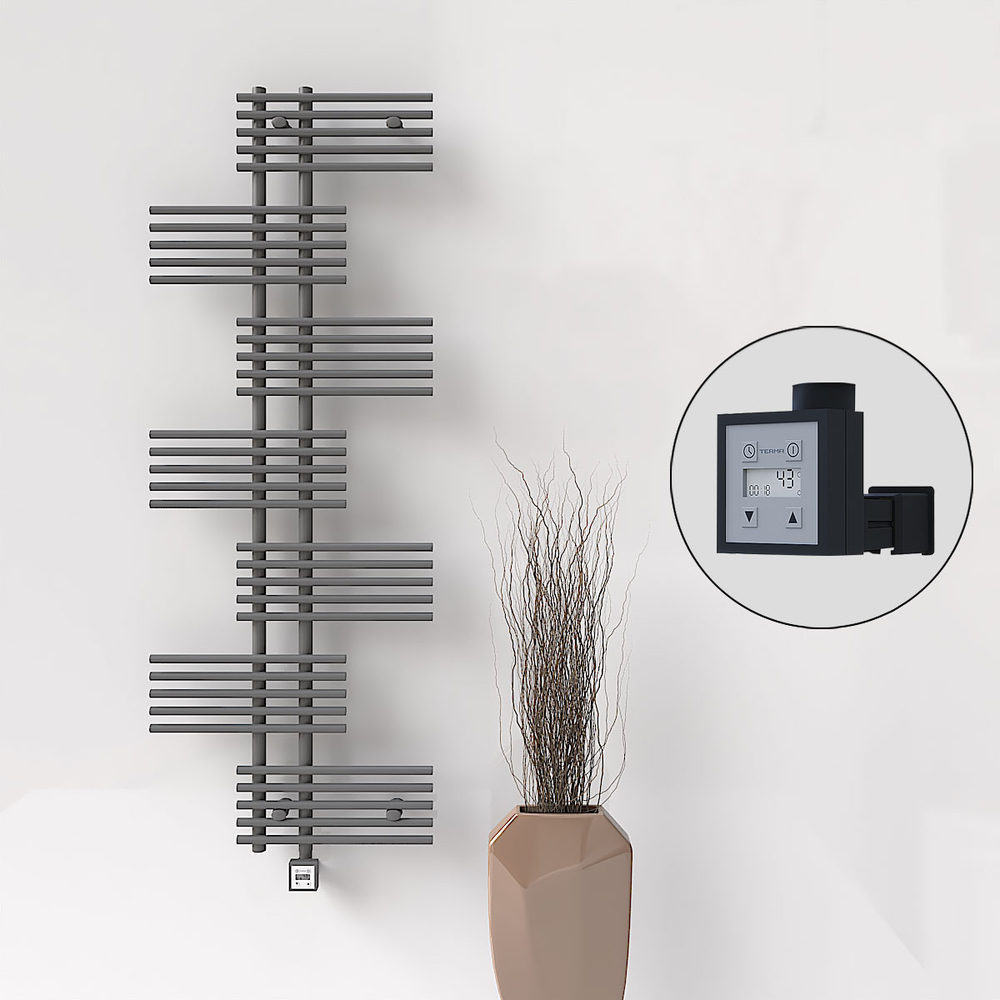FIJI Electric Towel Warmer 650x1762 Anthracite (KTX3 Thermostat) 1000W - 1