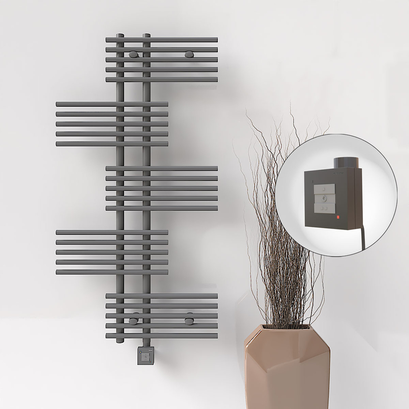 FIJI Electric Towel Warmer 650x1250 Anthracite (KTX1 Thermostat) 600W