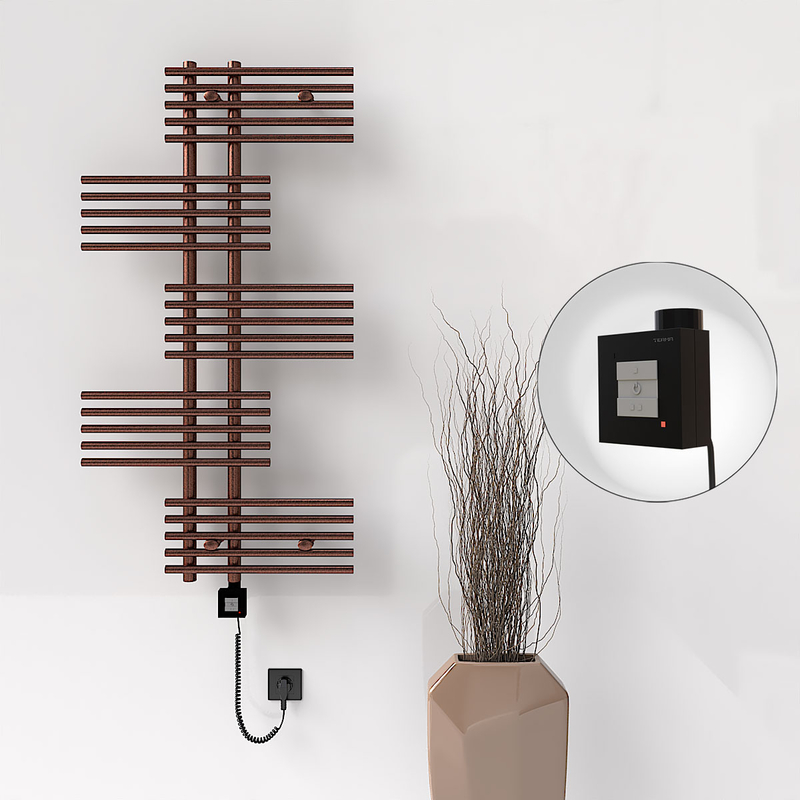 FIJI Electric Towel Warmer 650x1250 Antique Copper (KTX1 Thermostat) 300W Spiral Cable