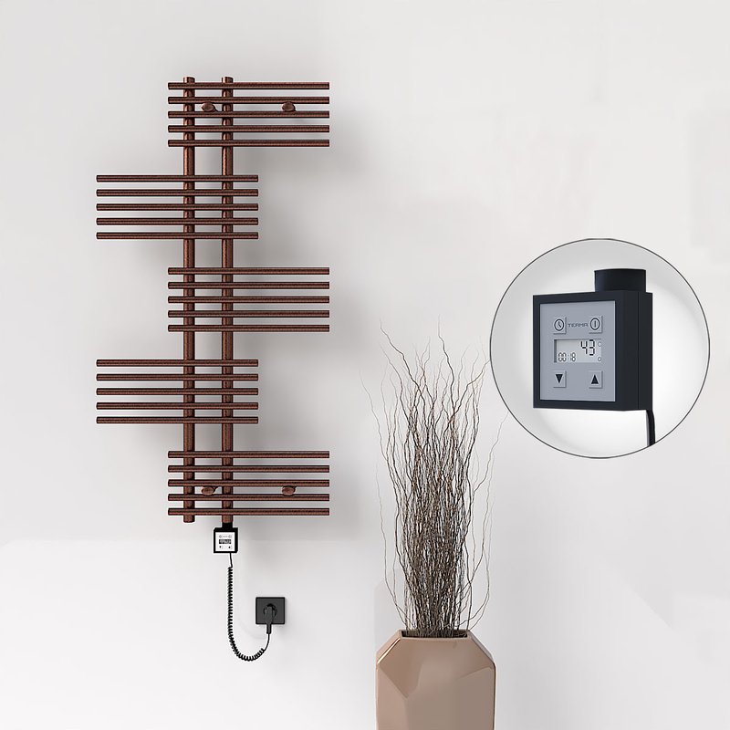 FIJI Electric Towel Warmer 650x1250 Antique Copper (KTX3 Thermostat) 300W Spiral Cable