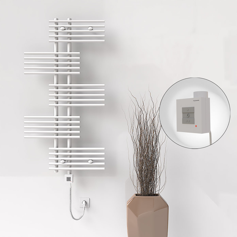 Fiji Sèche Serviettes Electrique 650x1250 Blanc Ktx1 1000 Watt Câble en spirale