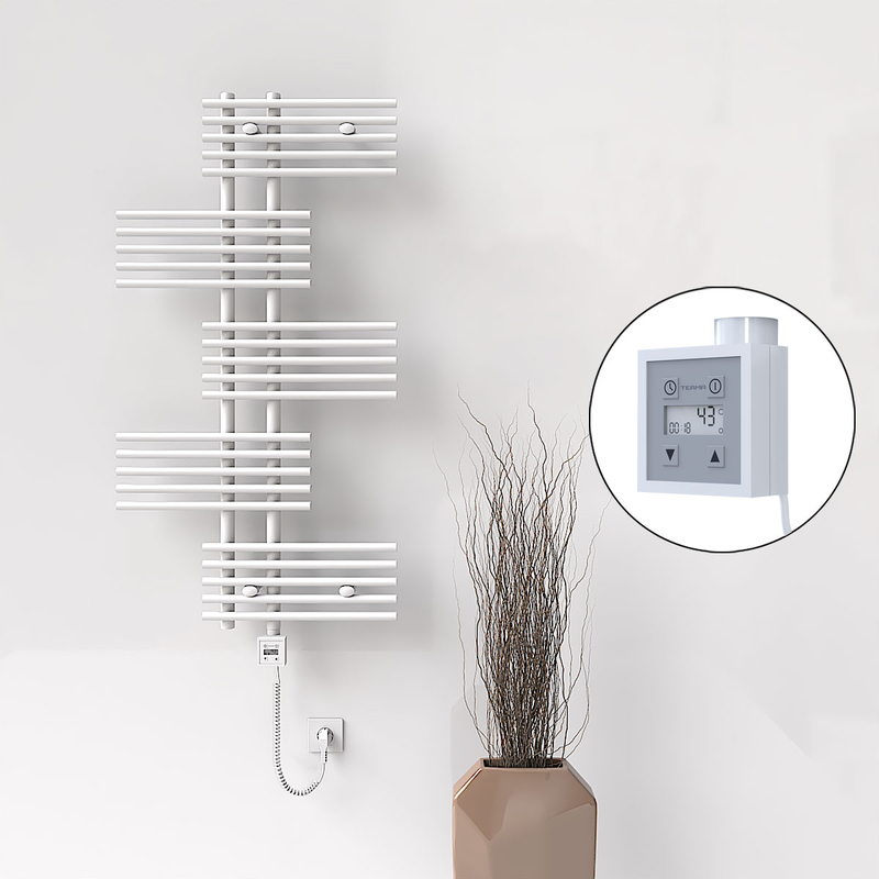 Fiji Sèche Serviettes Electrique 650x1250 Blanc Ktx3 1000 Watt Câble en spirale