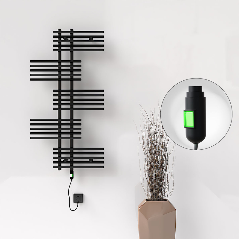 FIJI Electric Towel Warmer 650x1250 Black Matt (On/Off Button) 600W