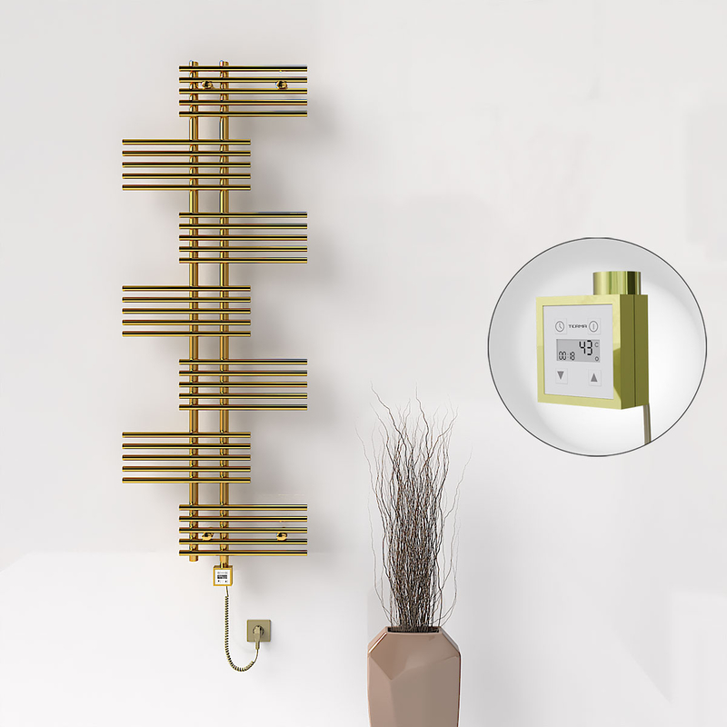FIJI Electric Towel Warmer 650x1762 Gold (KTX3 Thermostat) 600W Spiral Cable