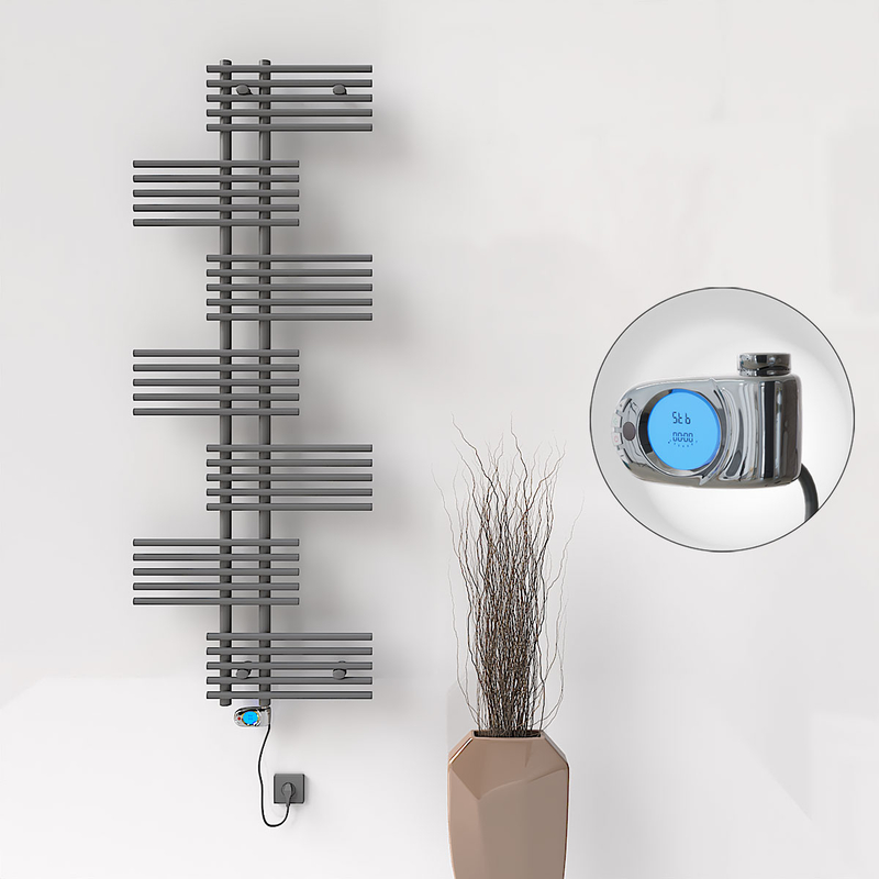 FIJI Electric Towel Warmer 650x1762 Anthracite (Musa Thermostat) 900W