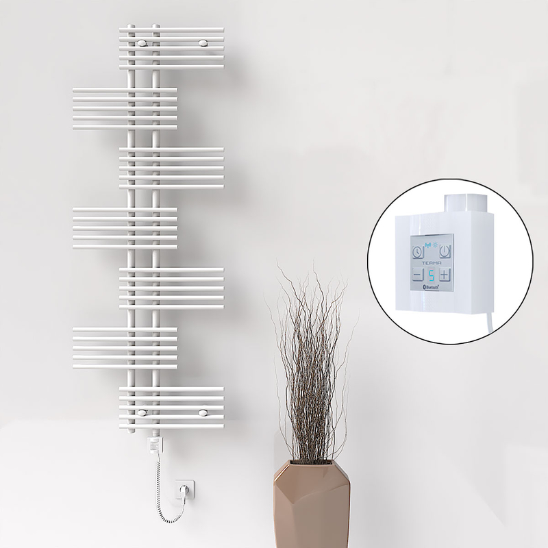 FIJI Electric Towel Warmer 650x1762 White (KTX4 Thermostat) 1000W Spiral Cable