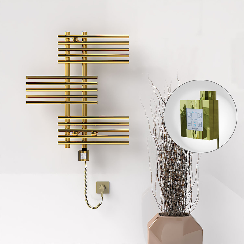 FIJI Electric Towel Warmer 650x740 Gold (KTX4 Thermostat) 200W Spiral Cable