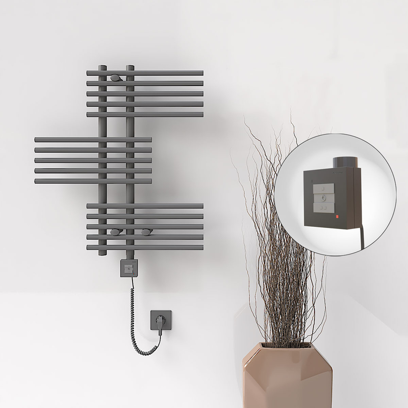 Fiji Sèche Serviettes Electrique 650x740 Anthracite Ktx1 300 Watt Câble en spirale