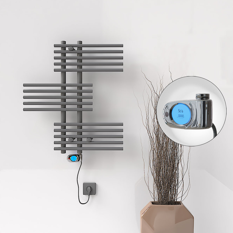 FIJI Electric Towel Warmer 650x740 Anthracite (Musa Thermostat) 300W