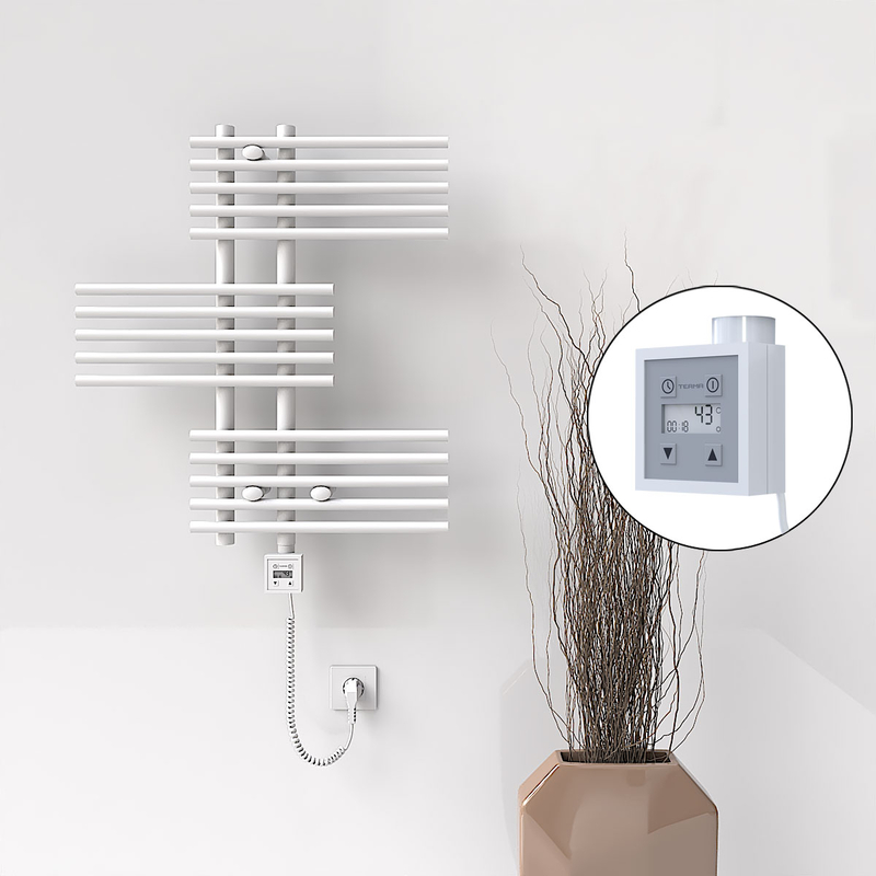 FIJI Electric Towel Warmer 650x740 White (KTX3 Thermostat) 300W Spiral Cable
