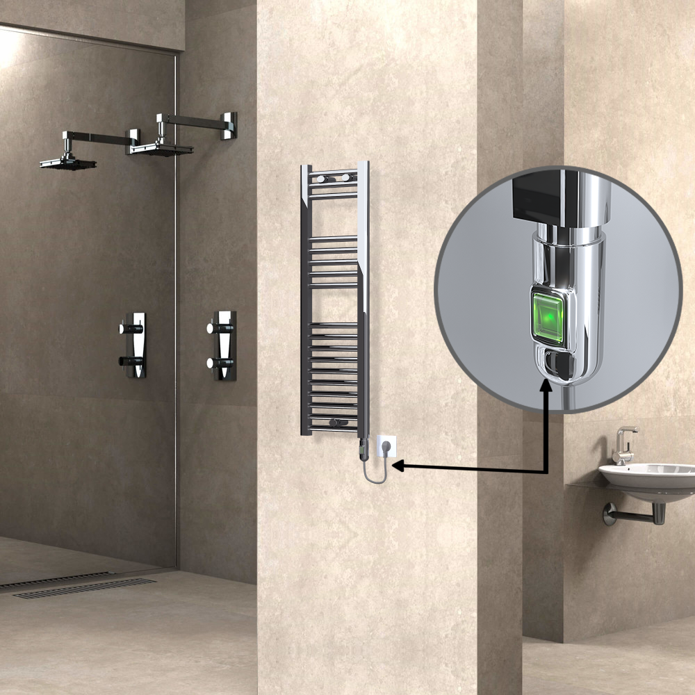 Haiti Electric Towel Warmer 300x1000 Flat Chrome (On/Off Button) 200 Watt - 1
