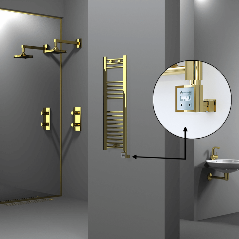 Haiti Electric Towel Warmer 300x1000 Flat Gold  (KTX3 Thermostat) 200 Watt