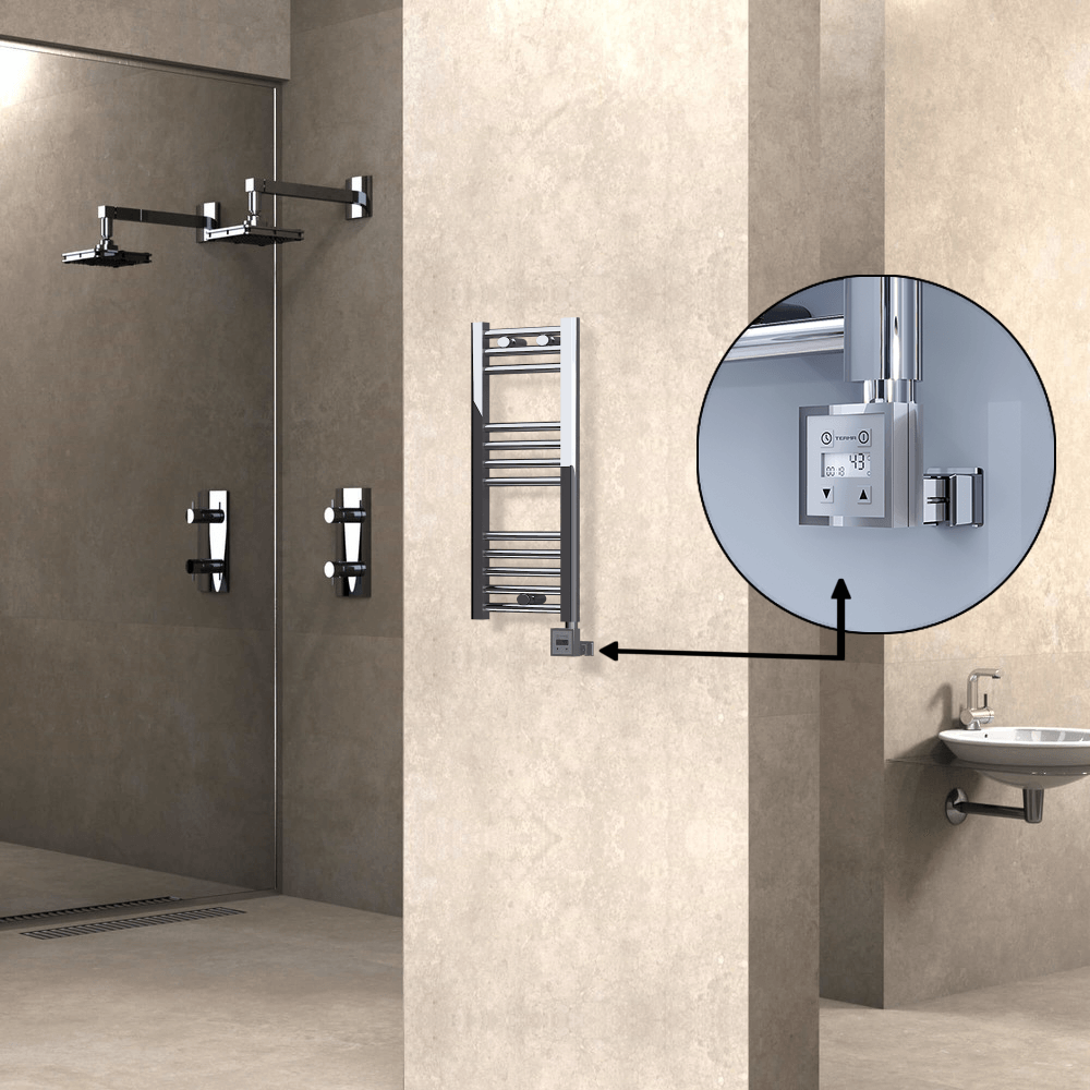 Haiti Electric Towel Warmer 300x700 Flat Chrome (KTX3 Thermostat) 200 Watt - 1