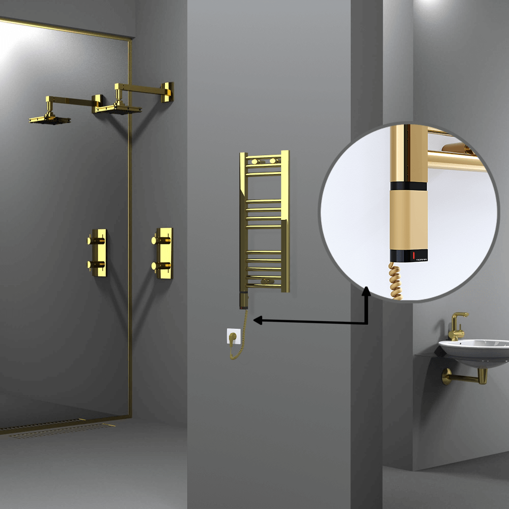 Haiti Electric Towel Warmer 300x700 Flat Gold (OneD On/Off ) Left 200 Watt - 1