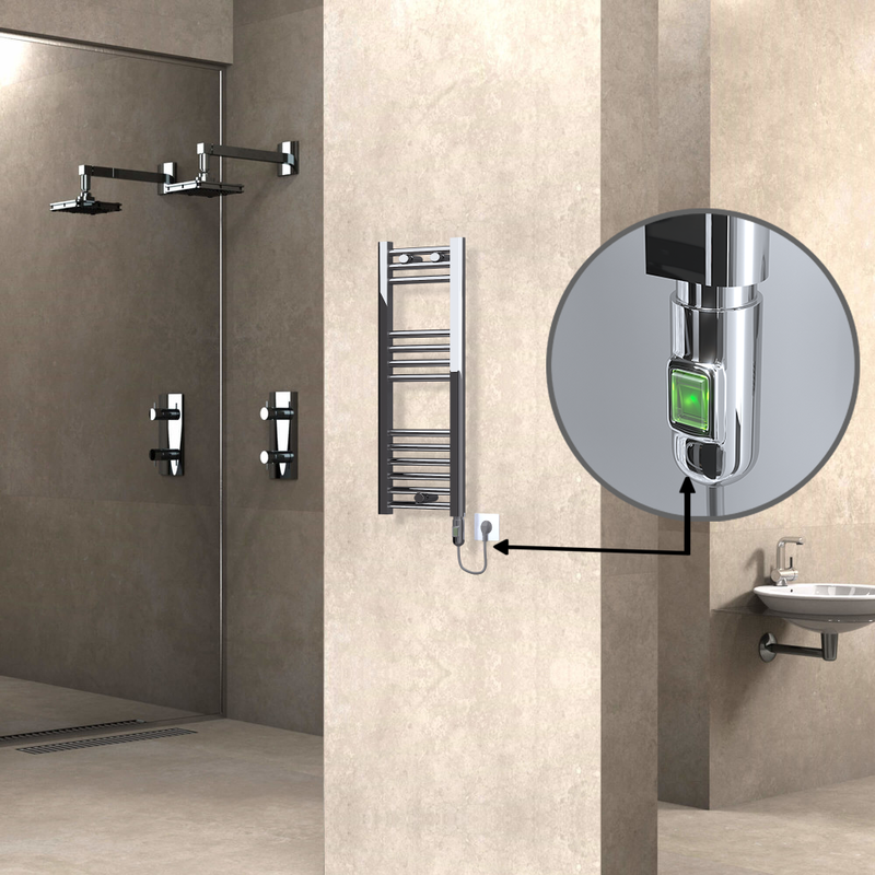 Haiti Electric Towel Warmer 300x800 Flat Chrome  (On/Off Button) 200 Watt
