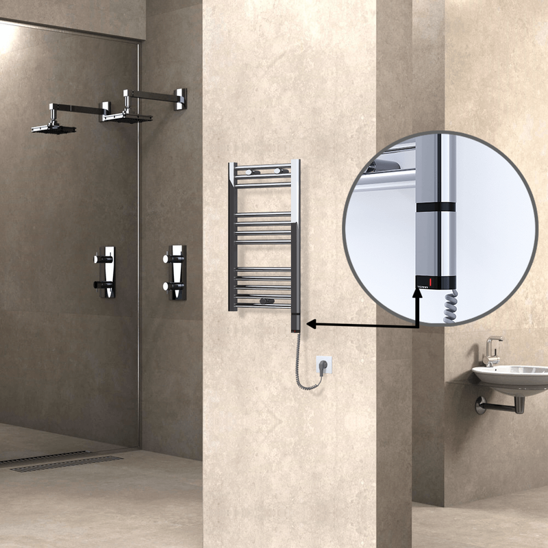 Haiti Electric Towel Warmer 400x700 Flat Chrome (OneD On/Off ) Right 200 Watt