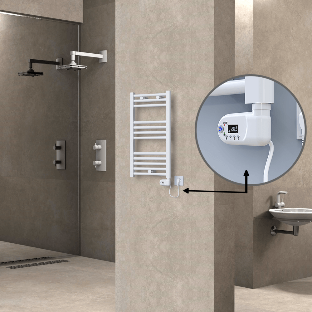 Haiti Electric Towel Warmer 400x700 Flat White Gloss (Thesis Thermostat) 300 Watt - 1