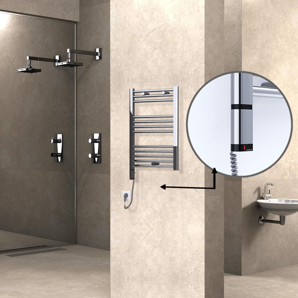 Haiti Electric Towel Warmer 500x700 Flat Chrome (OneD On/Off ) Left 200 Watt - 1