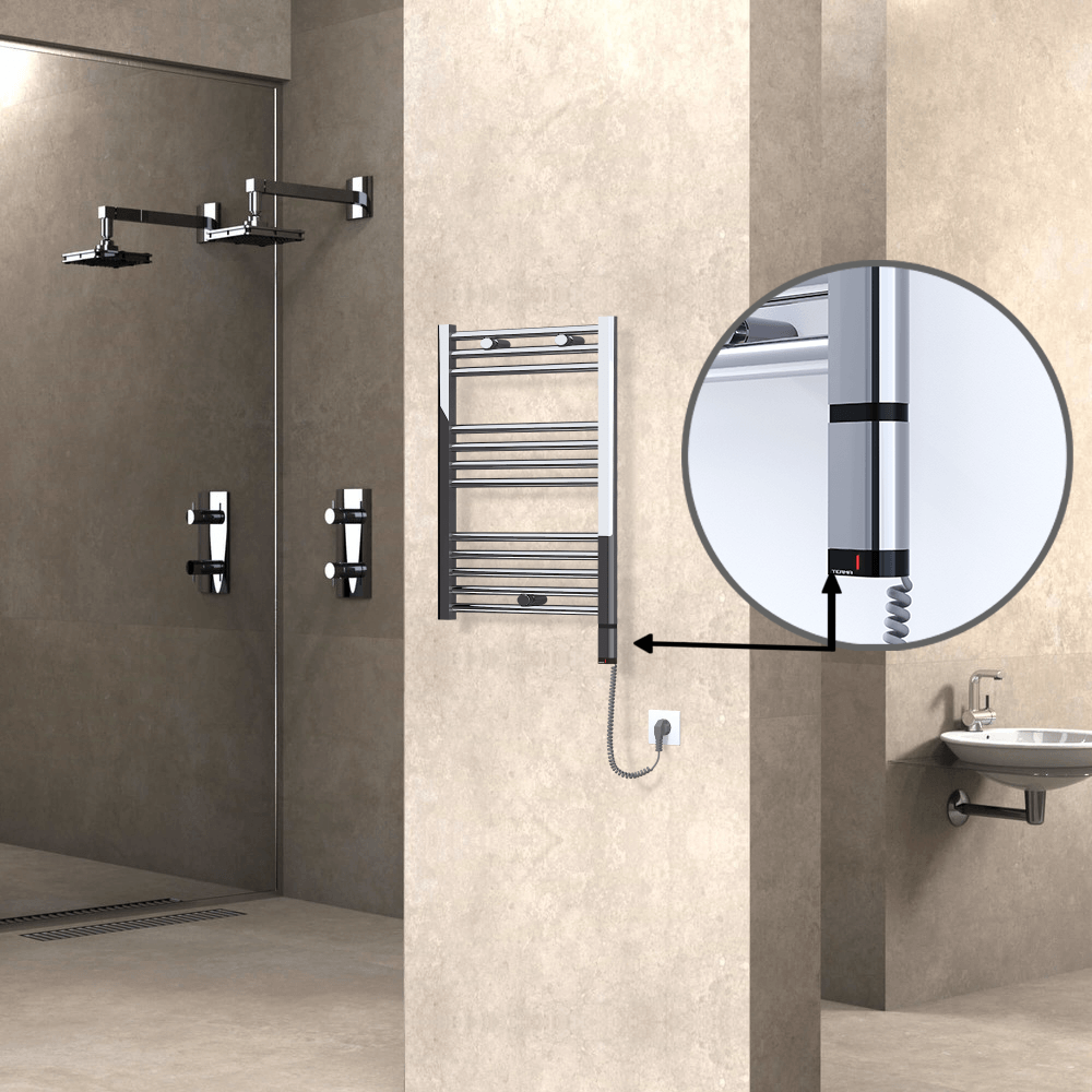 Haiti Electric Towel Warmer 500x700 Flat Chrome (OneD On/Off ) Right 200 Watt - 1