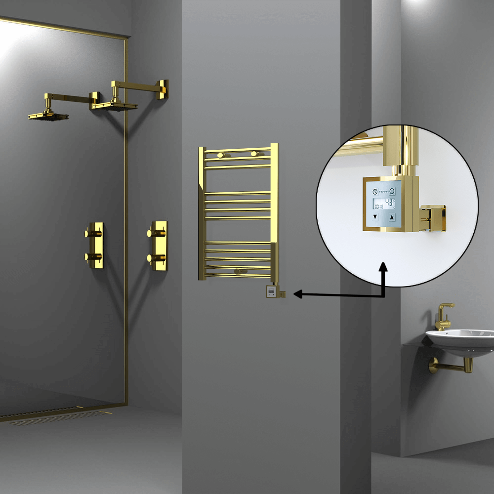 Haiti Electric Towel Warmer 500x700 Flat Gold (KTX3 Thermostat) 200 Watt - 1